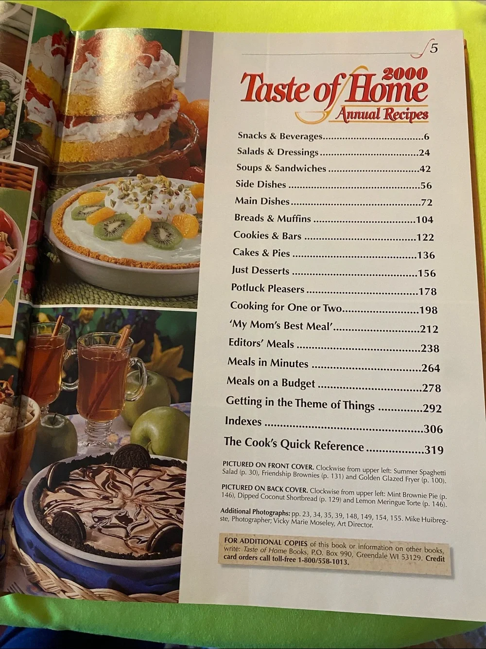 Taste of Home Cookbook 2000 – Green and Multicolor Cover